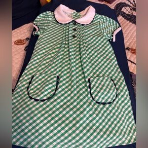 Serendipity Shrimp & Grits Kids 2T 3T Green Gingham Collared